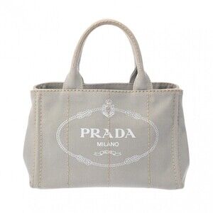 PRADA Canapa Gray Canvas Handbag